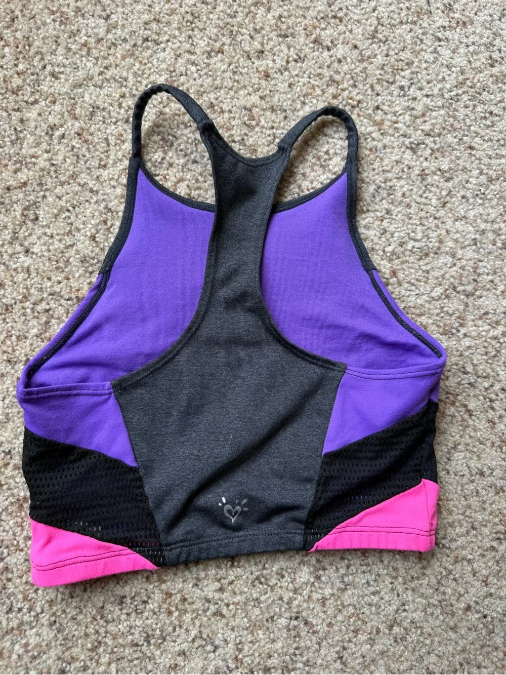 Justice Girls Gray Racerback Tank with Purple & Pink Panels